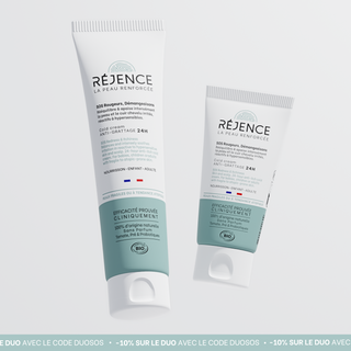 Deux crèmes SOS rougeurs et démangeaisons en 2 formats 40mL et 150mL avec un bandeau promotionnel : -10% sur le duo avec le code DUOSOS