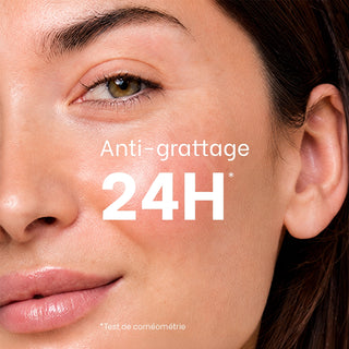 Gros plan sur une peau apaisée illustrant l'effet anti-grattage 24 heures de la Cold cream SOS rougeurs et démangeaisons 150 mL Réjence.