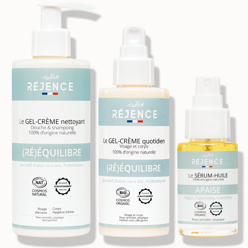 routine clean pour toute la famille, soin naturel, eczéma, peau sensible, réjence