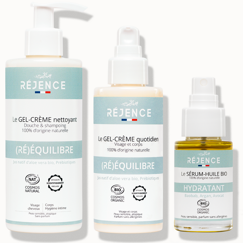 Routine famille peau douce - Nettoyant 4-en-1, crème & sérum